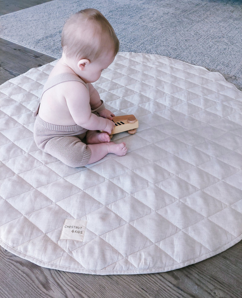 Oatmeal Gingham French Linen Baby Mat