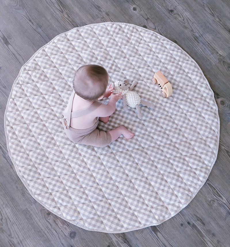 Oatmeal Gingham French Linen Baby Mat